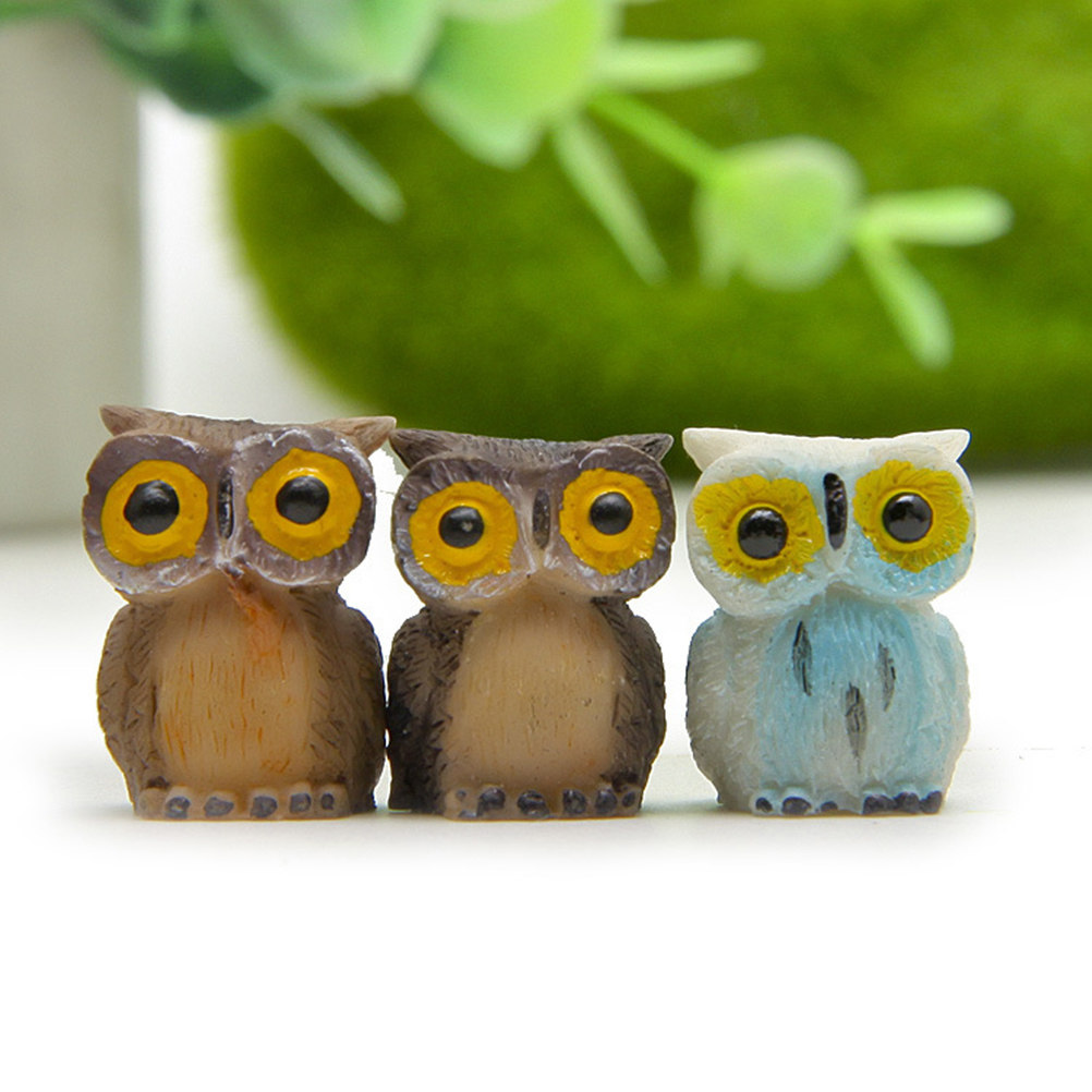 6Pcs Mini Resin Owl Ornament M - Succulent Arrangement Mini 评论和价格