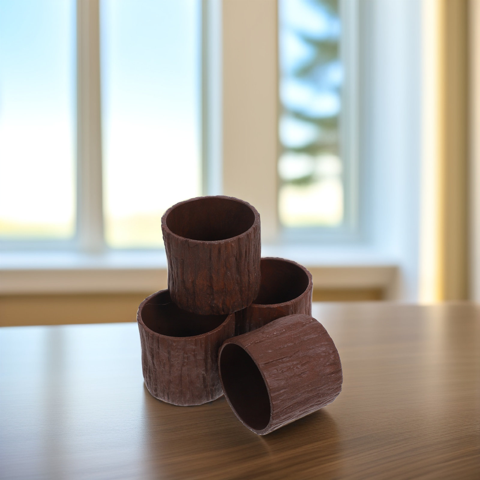 4Pcs Faux Wood Grain Flower Po - Succulent Arrangement Mini 评论和价格
