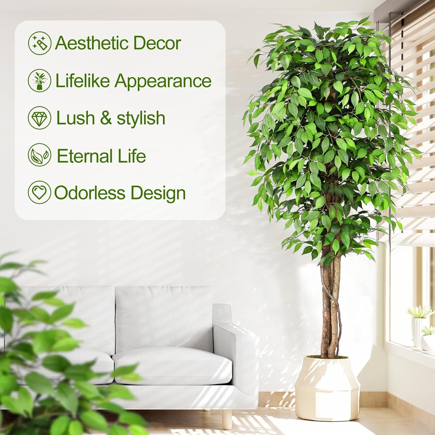 Lifelike Artificial Ficus Tree - Fiddle Leaf Fig 评论和价格