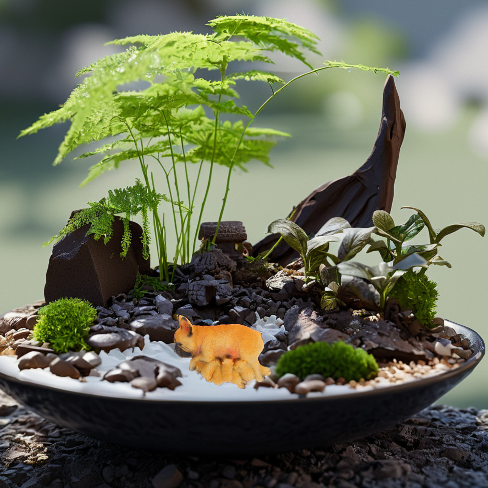 Realistic Mini French Bulldog  - Succulent Arrangement Mini 评论和价格